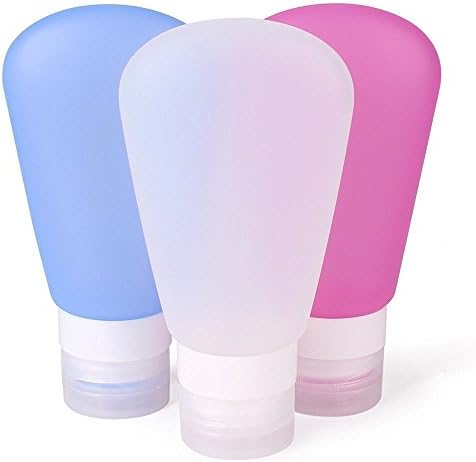 Travel Bottles Silicone Containers Set, Refillable &amp; Squeezable Travel Containers for Shampoo, Lotion, Conditioner, Toiletries [TSA Airline Carry-On Approved] 3oz/89ml, Set of 3 by WISHLAND