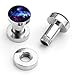 PiercingJ 6pcs 6G-1/2 (4MM-16MM) Stainless Steel Galaxy Universe Screw Flesh Tunnels Tunnel Plug Gauge Ear Expanders Stretchers (6G=4mm)