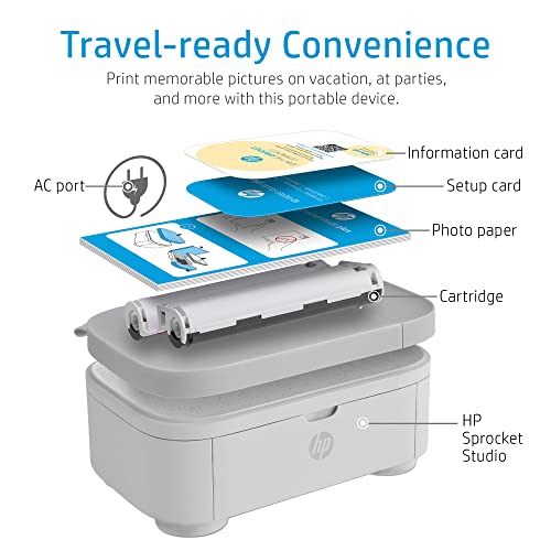 HP Sprocket Studio Plus WiFi Printer Wirelessly Prints 4x6” Photos