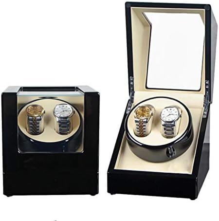 Fenido Wood Double Watch Winder and Storage, Display Holder Case Box for Automatic Mechanical Watches with Shaker Motor Electric Rotary Sway Box