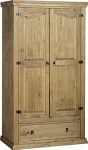 Corona - Armario ropero con 2 puertas y 1 cajón (madera de pino
