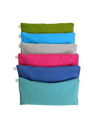 Peacegoods Unscented Organic Flax Seed Eye Pillow – Pack of (6) – Soft Cotton Flannel 4 x 8.5 – Pink Green Purple Gray Fuschia Aqua Turquoise Blue