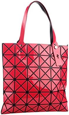 Geometric Rhombus Diamond Laser Bag Solid Color Glossy Folding Large Capacity Handbag Shoulder Bags For Women.