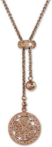 Amello Necklace rose gold plated with with a shamrock with rose-colored cubic zirconias, Ladies Stainless Steel Jewelry, 31.49 inch, original Amello ESKQ01E