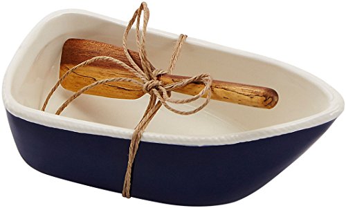 Mud Pie 4854000N Navy Row Boat Dip Cup Set, Blue