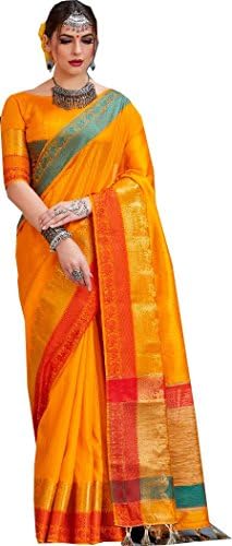 Indian Designer Collection Pure Kanchipuram Silk Pallu With Unstitched Blouse Piece For Women'S Sari 03