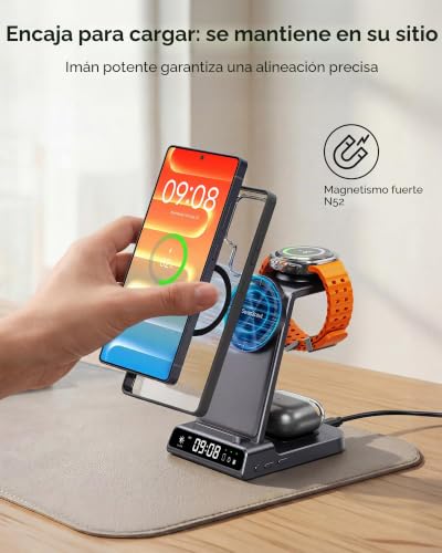 Magnetic Charger for Samsung S26 Ultra, 3 in 1 Wireless Charging Station for Galaxy S25/S24/S23/Z Fold/Z Flip, for Galaxy Watch 8/8 Classic/Ultra/7/6/5, Galaxy Buds 3 Pro/3 (No Adapter)