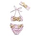 Baby Girl Mermaid Sequins Bright Bikini Bowknot Halter Swimsuit Headband Swimwear (90(12-18 Months), Pink)