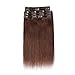 14 inch 120g Double Weft Clip in Hair Extensions 100% Remy Human Hair Full Head Thick Thickened Soft Silky Straight 8pcs 18clips #2 Dark Brown