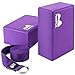 REEHUT Yoga Blocks (2 PC) and Metal D Ring Yoga Strap(1 PC) Combo Set, 9″ x 6″ x 4″High Density EVA Foam Block to Support and Deepen Poses, 8FT Yoga Belt for Stretching, General Fitness(Purple New)thumb 1