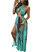 BIUBIU Women's Sexy Boho Floral Halter Summer Maxi Dress Beach Party Split Cover Up Swimsuit Outfit 2024 (Blue,M)