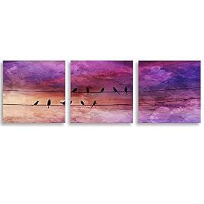 3 Piece Canvas Wall Art Brids Painting...