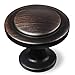 Amazer Cabinet Round Knobs, Oil Rubbed Bronze Traditional Cabinet & Furniture Hardware Round Pull Knob with Parallel Lines - 1-1/4