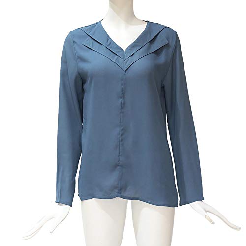 Limsea Womens Bow Tie Neck Long/Short Sleeve Casual Office Work Chiffon Blouse Shirts Tops T Shirts V Neck Casual Top Sexy Slim Fit Stretchy Off Shoulder Long Sleeve Blouse Tops Shirt Sky Blue