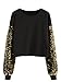 ROMWE Women's Sweater Shimmer Glam Sequin Embellished Sparkle Sleeve Sweatshirt Top Black
