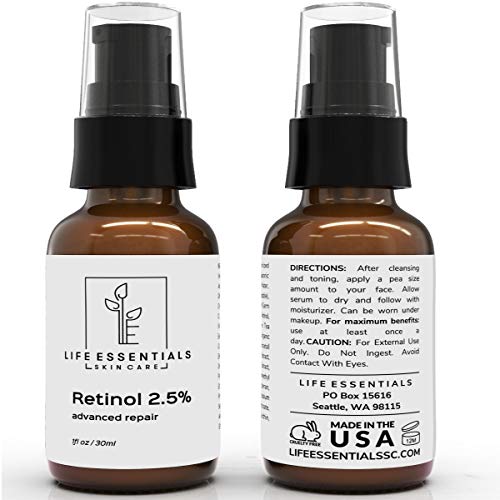 image for Life Essentials Skin Care Retinol Serum 2.5% for Wrinkles, Fine Lines,