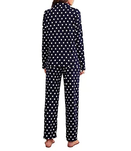 button down pajamas women ladies fancy pajamas womens silk pjs lounging button down pajamas women Navy Stars L