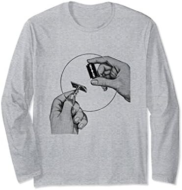 Unisex Safety Razor Print Long Sleeve Shirt 2XL Heather Grey