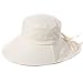 Packable Summer Flap Cover Cap Cotton UPF 50+ Sun Shade Hat with Neck Cord Wide Brim for Women Beige Medium 56-57cm