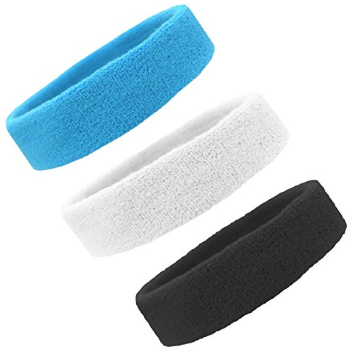 image for Kenz Laurenz Sweatbands Headbands for Women Men - Elastic Headband Spo