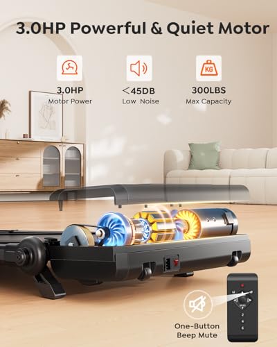 HomeTro Folding Treadmill with 7% Incline, 2-in-1 Walking Pad and Under Desk Treadmill for Home Office, Adjustable Handrail & Detachable Desk Board, Quiet 3.0 HP Motor, App & Remote Control
