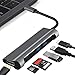 ICFPWR USB C Hub, 6-in-1 Type C Hub with 2 USB 3.0 Port a Type C Port a HDMI Port and a SD/TF Card Port, Multi-Function USB C to HDMI Adapter Compatible for Windows Computer(Grey)