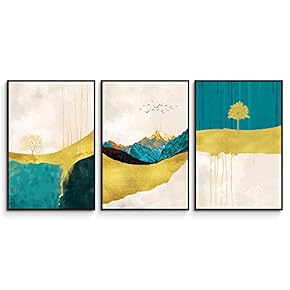 3 Piece Framed Canvas Wall Art Abstract Mountain Canvas Prints Home Artwork Decoration for Living Room,Bedroom - 16"x24"x3 Panels