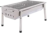 ISUMER Charcoal Grill Barbecue Portable BBQ - Stainless Steel Folding BBQ Kabab Grill Camping Grill Tabletop Grill Hibachi Grill for Shish Kabob Portable Camping Cooking Small Grill