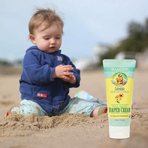 Badger Zinc Oxide Diaper Cream, Calendula with Beeswax & Sunflower