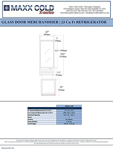 Maxx Cold MXM1-23RX One 1 Glass Door Upright Merchandiser Refrigerator Cooler - 23cf - REFURBISHED - Thumbnail 4