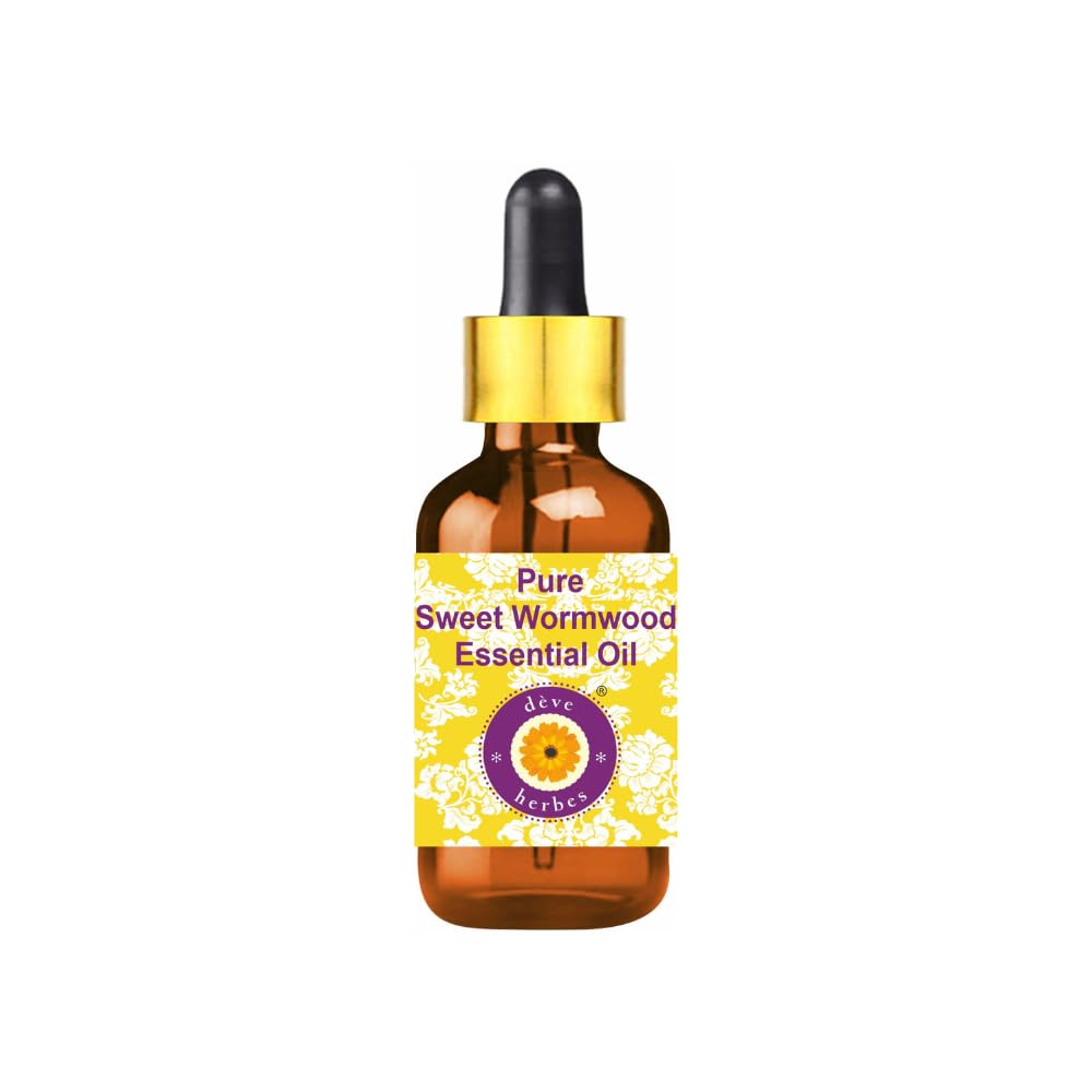 Deve Herbes Pure Sweet Wormwood Essential Oil with Glass Dropper Steam Distilled 15ml (0.50 oz)