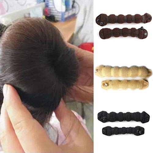 Hot Bun for Hair, 2PCS Magic Hair Styling Styler Hot Hair Donut Bun Ring Styler Maker,Big + Small(19cm+24cm,Brown)
