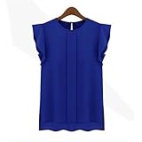 Womens Casual Loose Tops Chiffon Shirt Short Tulip Sleeve Blouse by Topunder