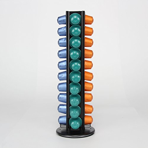 Capsule Storage Rack Rotatable ,Coffee Pod Holder ，Shelves Metal Steel for 40 Cups Nespresso,Iron ,Black (40 Pods) - Thumbnail 6