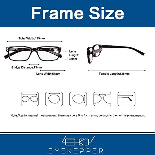 Eyekepper 5-Pack Spring Hinge Reading Glasses Vintage Readers Men Women, Black-5pcs All Clear Lens, 2.25 Diopters - Image 5