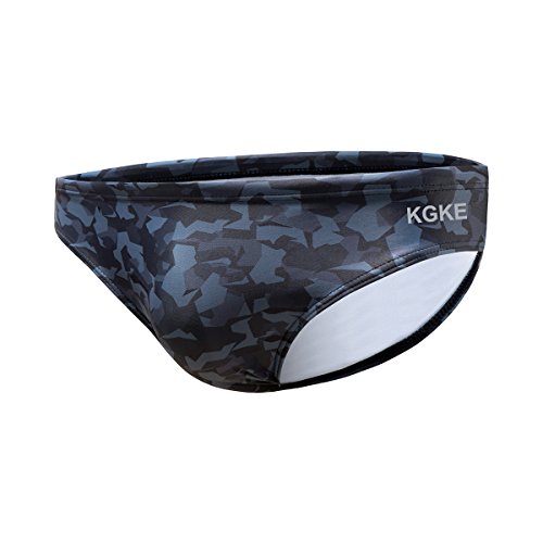 KGKE Men's Athletic Swimwear Briefs Sexy Swim Briefs Camo Pattern