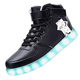 JustCreat Women Men High Top USB Charging LED Shoes Flashing Sneakers 7.5 US Unisex Black