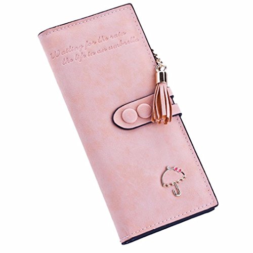 image for GBSELL Women Long Soft Umbrella Leather Clutch Purse Handbag Tassels W