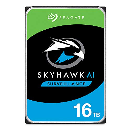 Seagate SkyHawk AI, interne Festplatte für Video mit bis zu 64 Kameras, 16TB, 3.5 Zoll, 256 MB Cache, SATA 6GB/S, silber, inkl. 3 Jahre Rescue Service