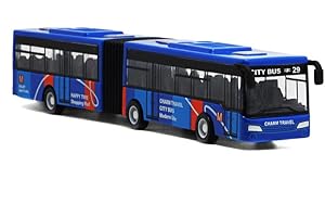 WIUSOODE Pull Back Car Bus Children City Bus Toy Model Simulation Vehicle Display Parent-Child, Blue