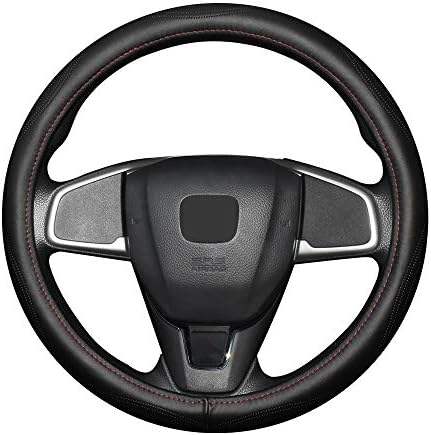 Mazero ハンドルカバー 本革 ステアリングカバー Sサイズ 36 5 37 9cm 軽自動車 普通車 ミニバン ステアリング ハンドル カバー 通気性抜群 耐久性に優れる レザー 車用 内装パーツ ブラック レッドステッチ Minuevacara Com