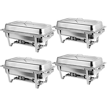 Nova Microdermabrasion 8 Quart Stainless Steel Chafer Full Size Chafer Chafing Dish Buffet Set W/Water Pan, Food Pan, Fuel Holder and Lid For Catering Warmer Set (Rectangular)