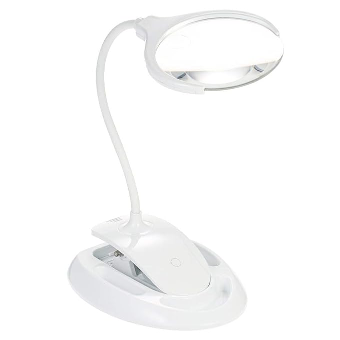 Jiusion Wireless LED Magnifying Desk Lamp with Clamp, 3X / 8X Wide Area