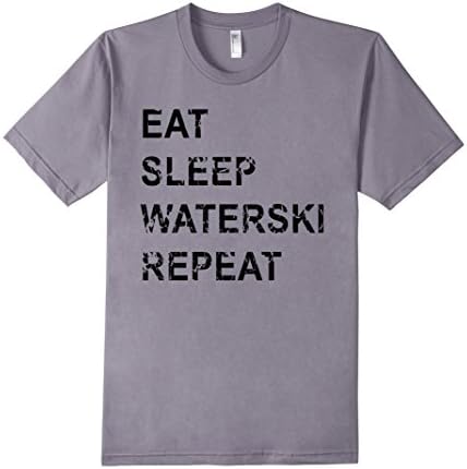 Men's Waterski T Shirts Eat Sleep Waterski Repeat Medium Slate