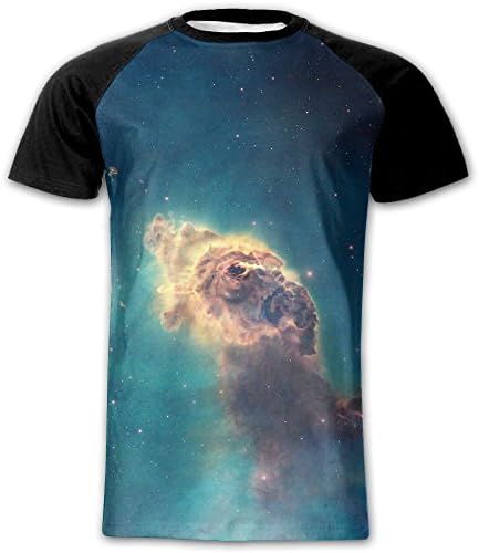 Mens Carina Nebula Dust Pillar Athletic Raglan Short Sleeve T-Shirt Baseball Tee