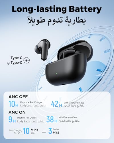 SoundPEATS Q3 Pro Bluetooth Earphones with 38dB ANC, 13mm Drivers with Powerful Bass Wireless Earbuds, BT 6.0 Earbuds Noise Cancellation, 42H, 4 Mics AI ENC Call, IP55, Fast Charge, App Customize EQ