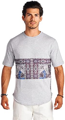 Forever21 21 Men Gray and Mid Part Print Crew Neck Short Sleeve Shirt