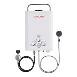 Tankless Water Heater, GASLAND Outdoors BE158 1.58GPM 6L Outdoor Portable Gas Water Heater, Propane Water Heater, Overheating Protection, Easy to Install, Use for RV Cabin Barn Camping Boat, White