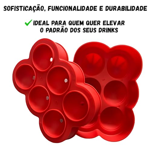 Forma de Gelo em Silicone Premium 6 Esferas Tipo ICE Ball para Whisky Gin Bourbon Bebidas Reutilizável Livre BPA Fácil de Remover Derretimento Lento Durável Flexível Cores Variadas