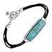 Silpada 'True Colors' Compressed Turquoise Link Bracelet in Genuine Leather and Sterling Silver, 7